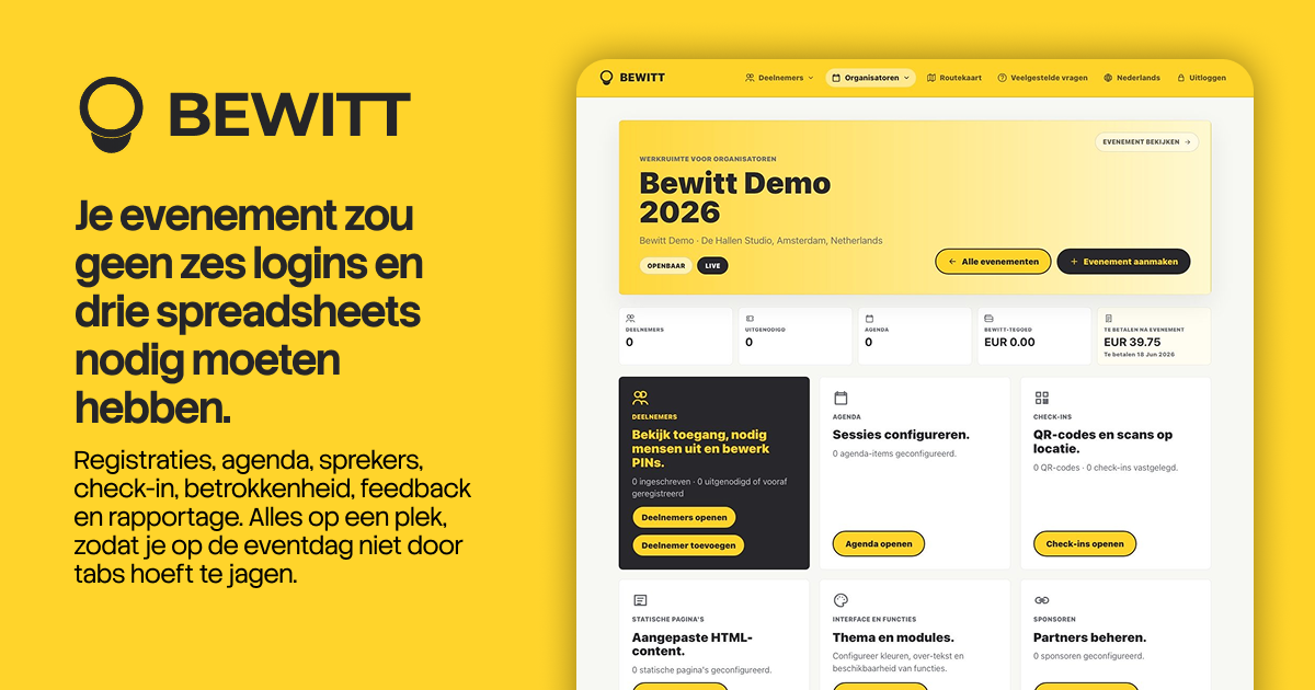 Bewitt | Evenementbeheer vanuit een werkruimte